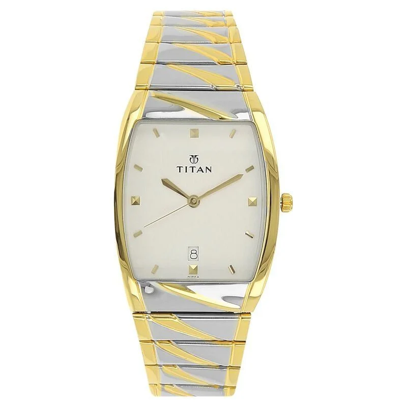 Titan Analog with Date White Dial Stainless Steel Strap watch for Men (NS9315BM01)