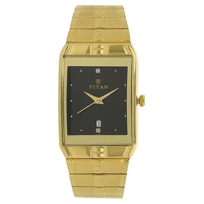 Titan Black Dial Analog with Date Metal Strap watch for Men (NS9151YM05)