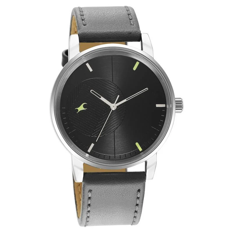 Fastrack Stunners Quartz Analog Black Dial Leather Strap Watch (NS3278SL01)