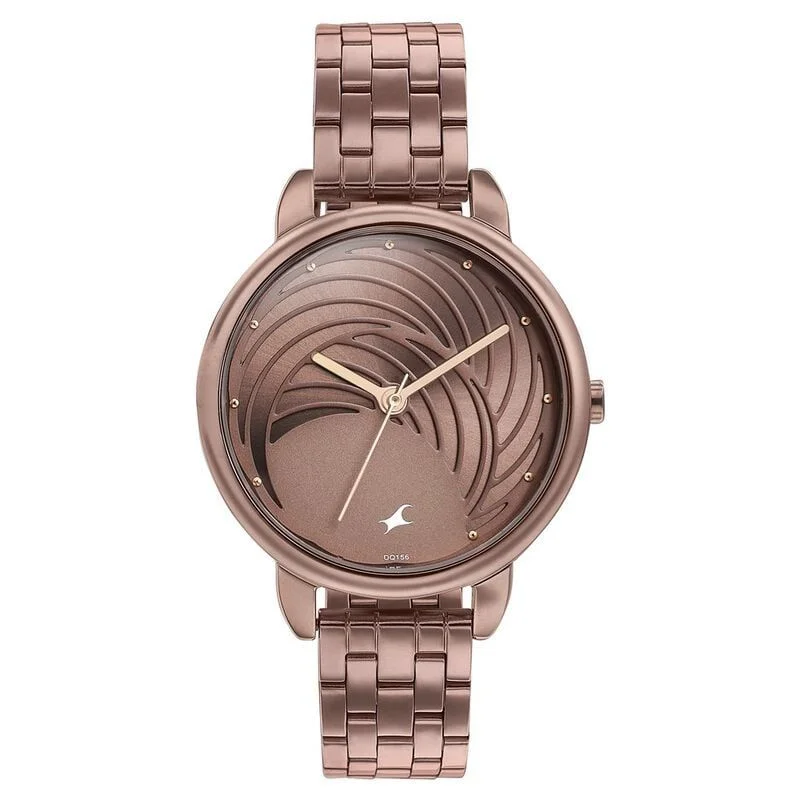 Fastrack Stunners Quartz Analog Brown Dial Stainless Steel Strap Watch for Girls (6282QM01)