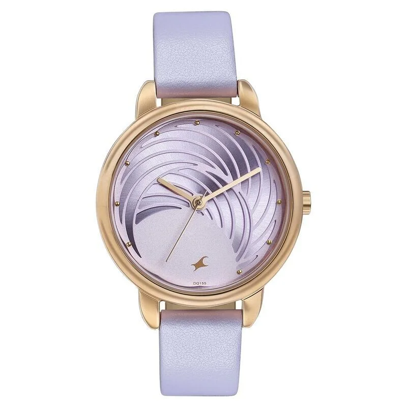 Fastrack Stunners Quartz Multifunction Purple Dial Leather Strap Watch for Girls (6282WL02)