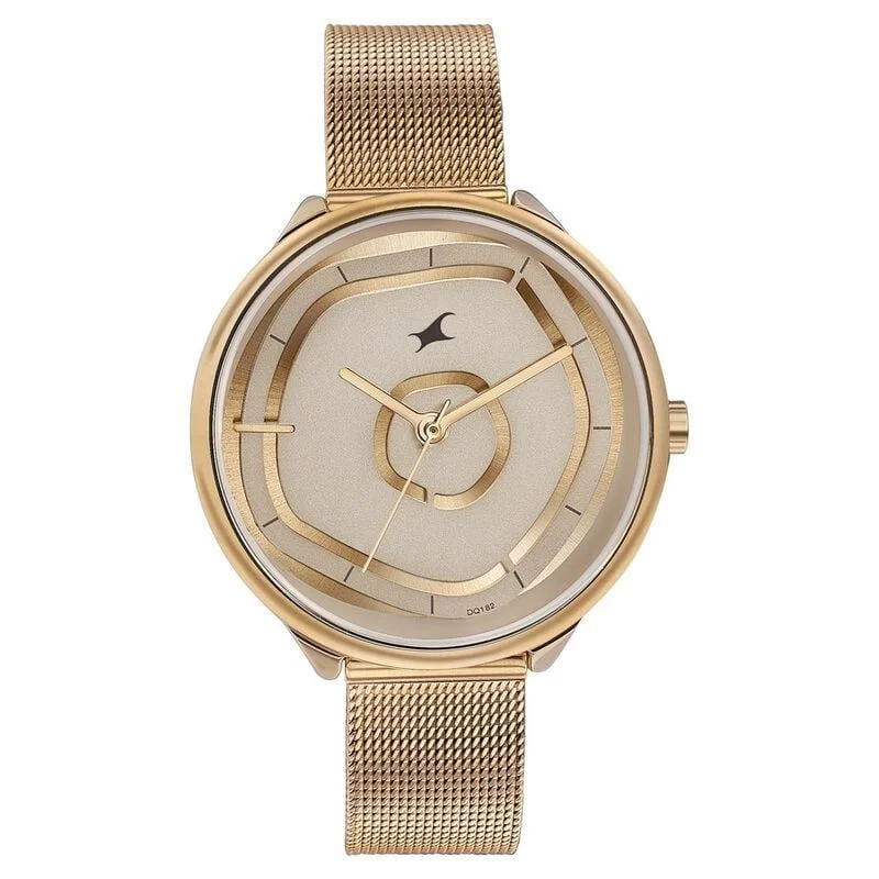 Fastrack Stunners Quartz Multifunction Rose Gold Dial Stainless Steel Strap Watch for Girls (6303WM01)