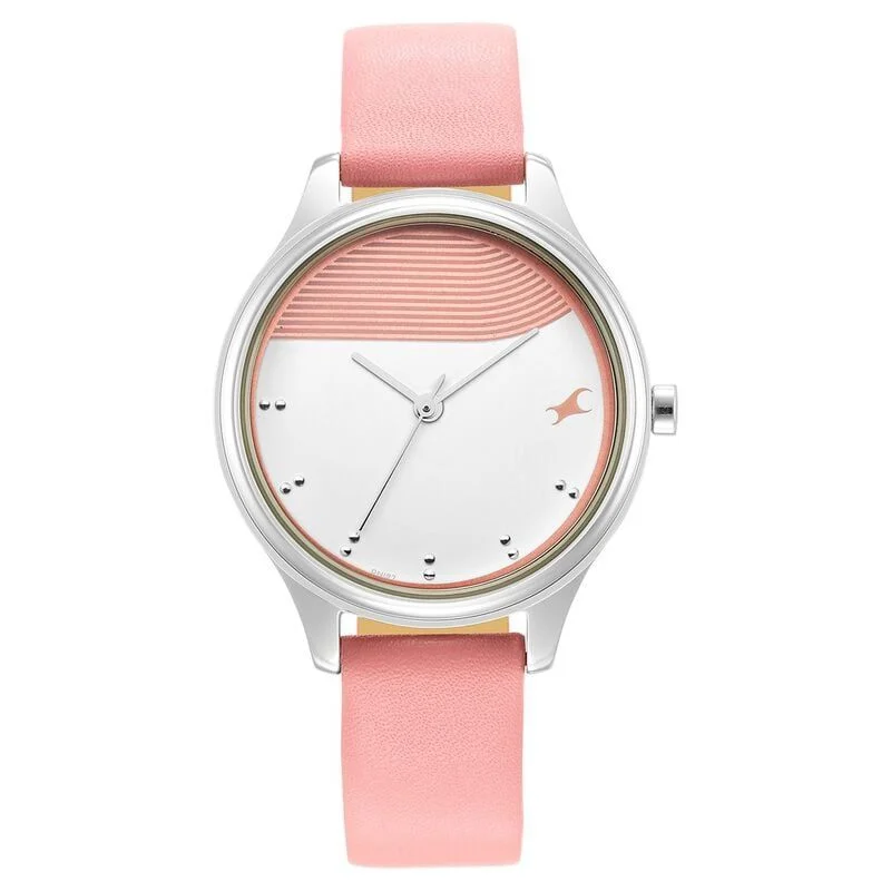 Fastrack Stunners Quartz Analog Pink Dial Leather Strap Watch for Girls (NR6280SL01)