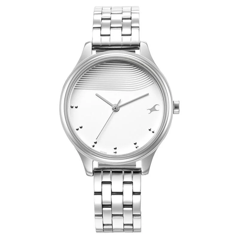 Fastrack Stunners Quartz Analog Silver Dial Metal Strap Watch for Girls (NS6280SM01)