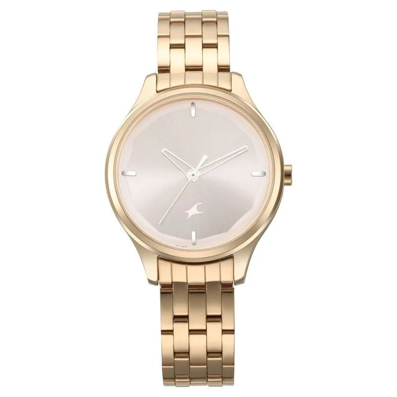 Fastrack Stunners Quartz Analog Rose gold Dial Metal Strap Watch for Girls (NS6248WM01)