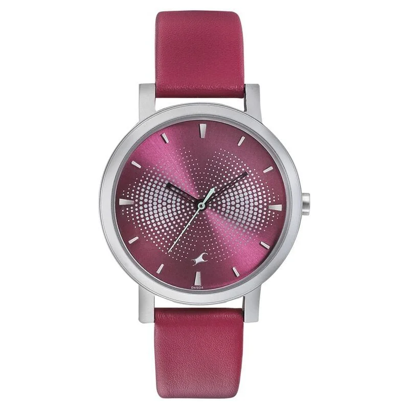 Fastrack Sunburn Quartz Analog Pink Dial Leather Strap Watch for Girls (NP6213SL03)