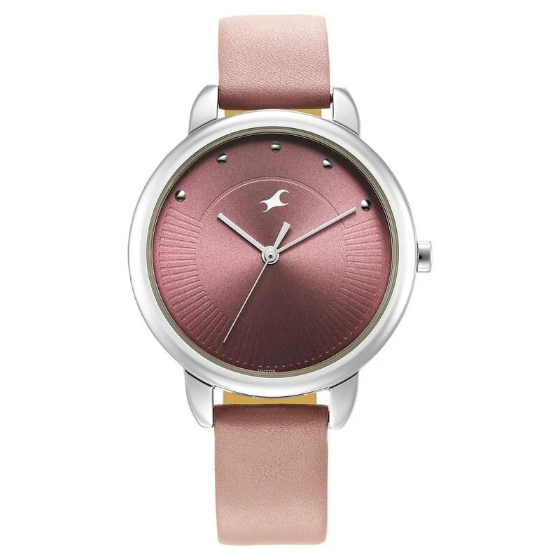 Fastrack Stunners Quartz Analog Purple Dial Leather Strap Watch for Girls (NS6282SL02)