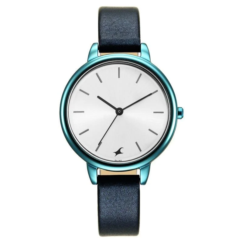 Fastrack Glitch Quartz Analog Silver Dial Leather Strap Watch for Girls (NS6234QL01)