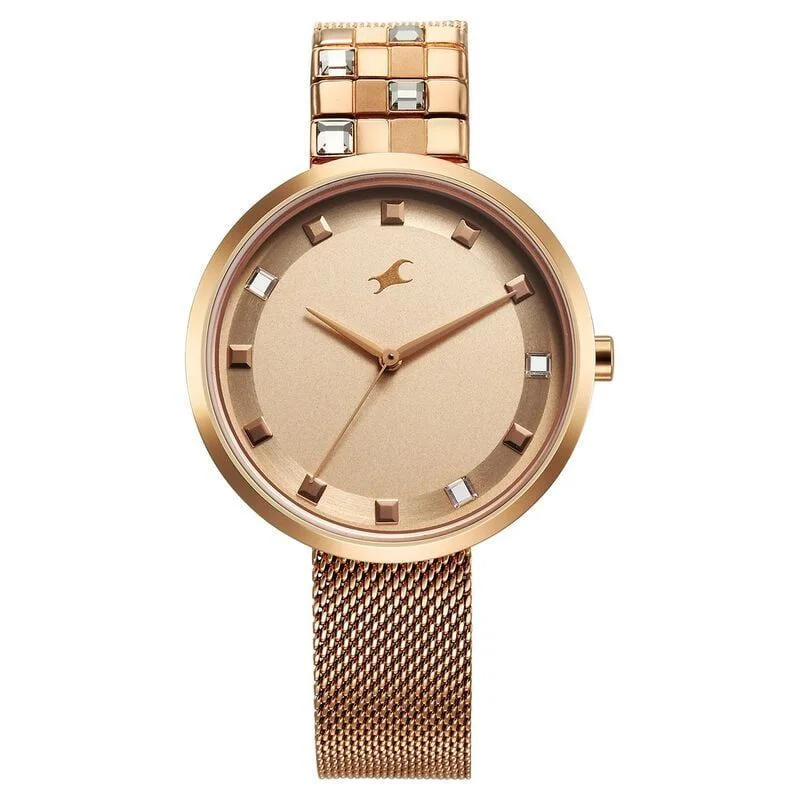Fastrack Fleek Quartz Analog Pink Dial Stainless Steel Strap Watch for Girls (6300WM01)