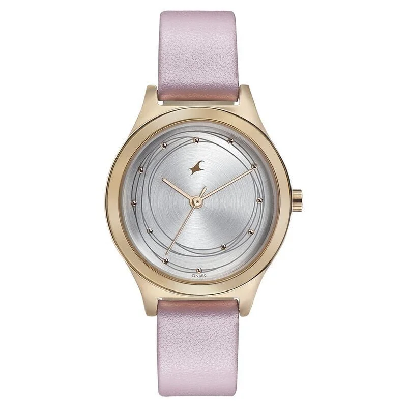 Fastrack Style Up Silver Dial Leather Strap Watch for Girls (NS6152WL02)