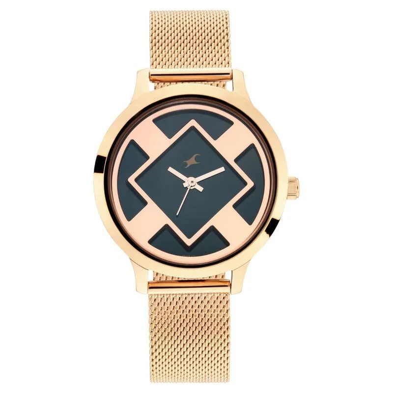 Fastrack Fit Outs Quartz Analog Black Dial Metal Strap Watch for Girls (NR6210WM01)