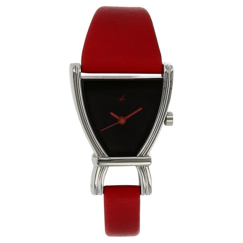 Fastrack Quartz Analog Black Dial Leather Strap Watch for Girls (NS6095SL03)