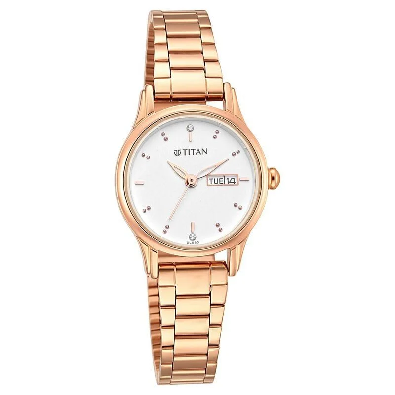 Titan Women's Lagan Watch: Rose Gold Accents &amp; Refined Elegance (NS2656WM01)