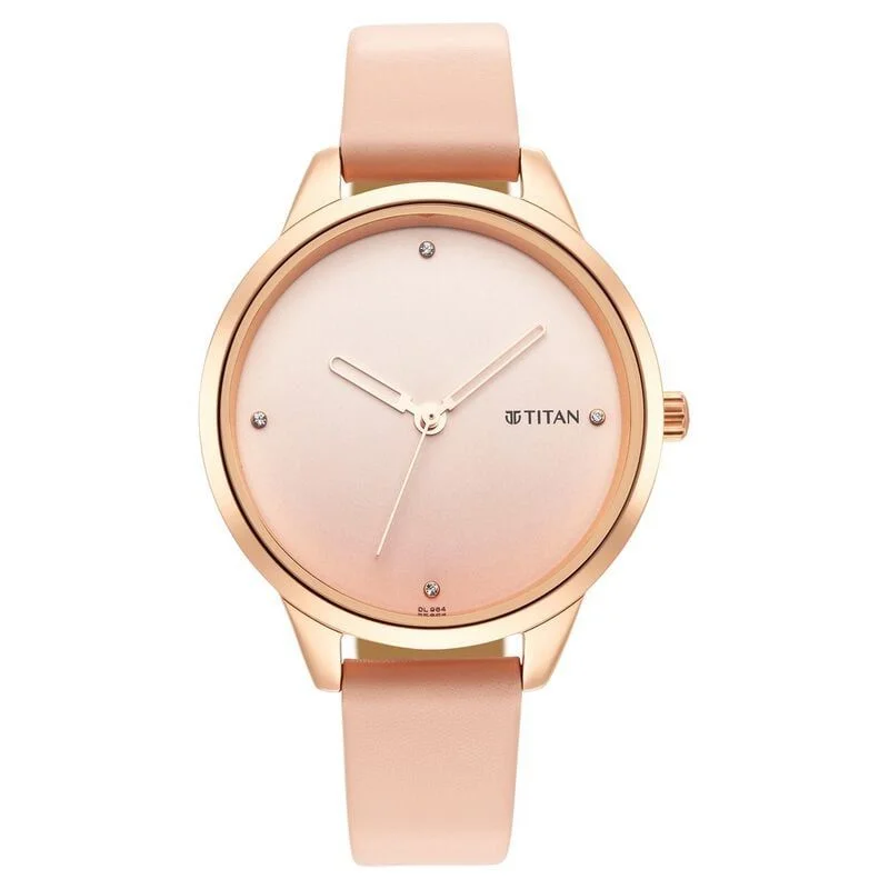 Titan Pastel Dreams Pink Dial Analog Leather Strap watch for Women (NS2664WL02)
