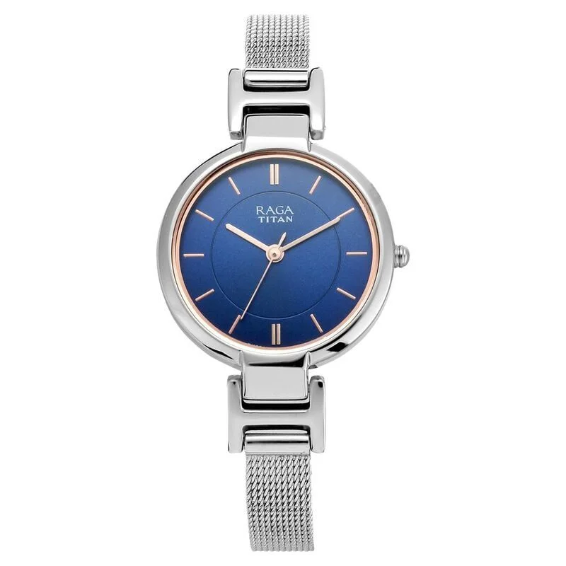 Titan Raga Viva Blue Dial Women Watch With Metal Strap (NS2608SM02)