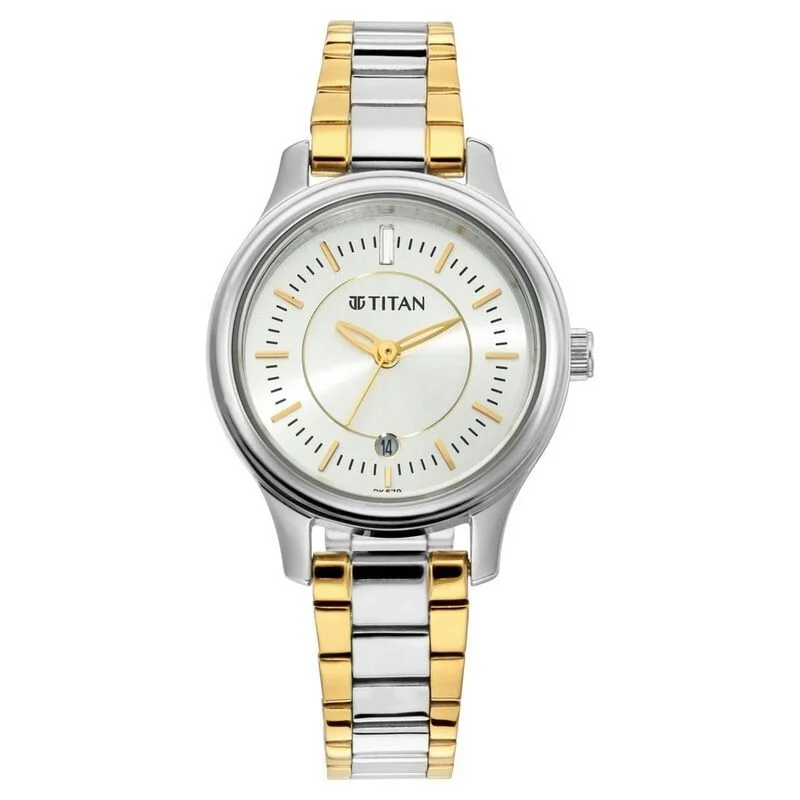 Titan Quartz Analog with Date Silver Dial Metal Strap Watch for Women (NS2638BM01)