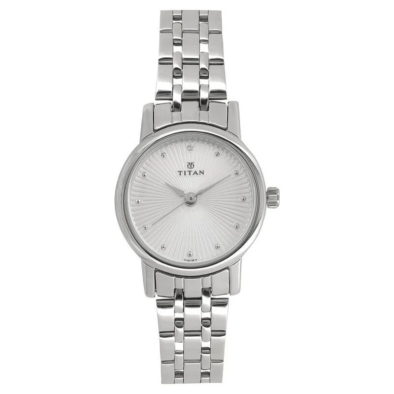 Titan Quartz Analog Silver Dial Stainless Steel Strap Watch for Women (NS2593SM01)