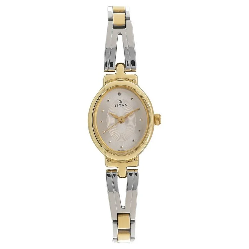 Titan Quartz Analog Silver Dial Stainless Steel Strap Watch for Women (NM2594BM01)