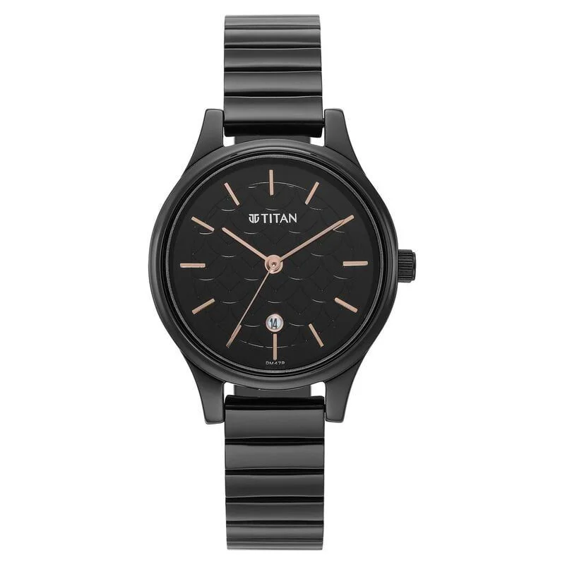 Titan Karishma Black Dial Metal Strap Watch for Women (NS2679NM01)