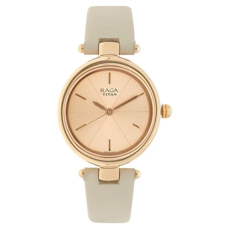 Titan Raga Viva Rose Gold Dial Women Watch With Leather Strap (NS2579WL01)