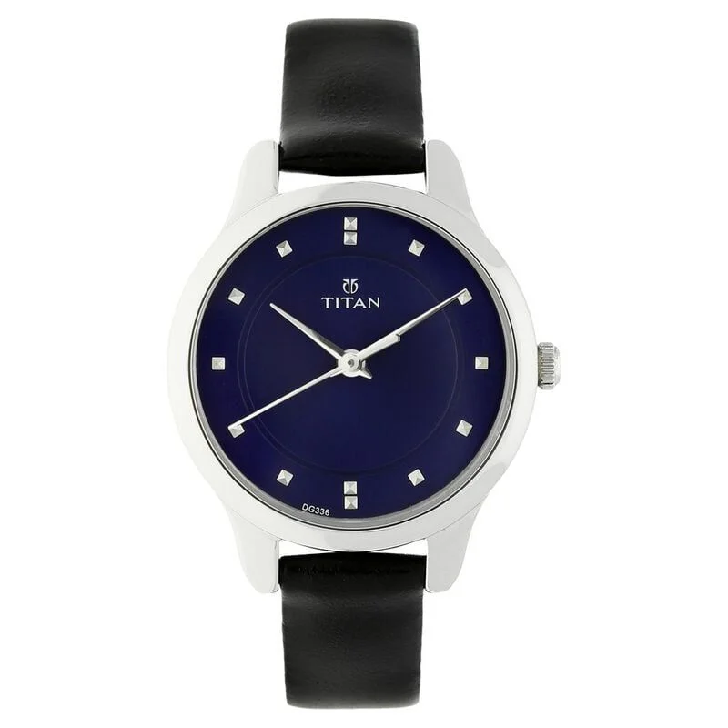 Titan Women's Chic minimalist watch with Blue dial and leather strap (NP2481SL08)