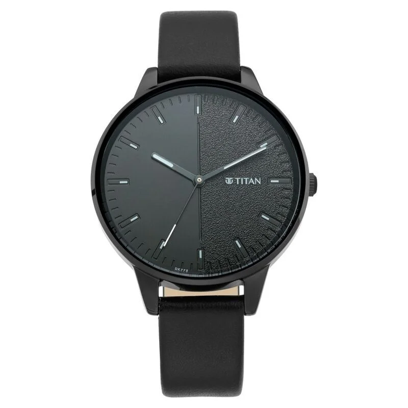 Titan Women's Precision Simplicity Watch: Black Gradient Dial with Leather Strap (NS2648NL01)