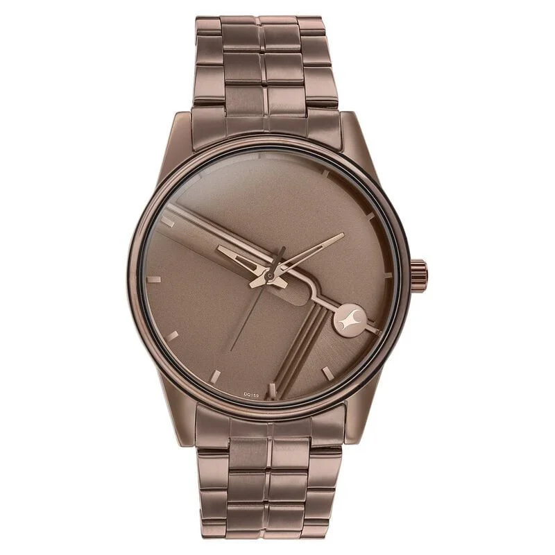 Fastrack Stunners Quartz Analog Brown Dial Stainless Steel Strap Watch for Guys (3305QM01)