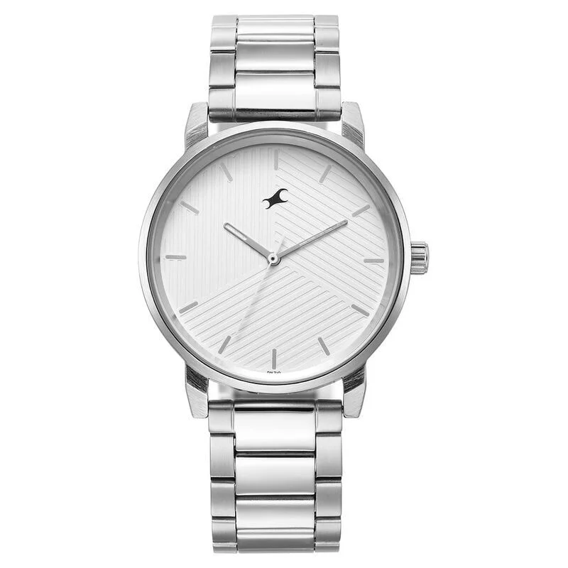 Fastrack Stunners White Dial Metal Strap Watch for Guys (3278SM04)