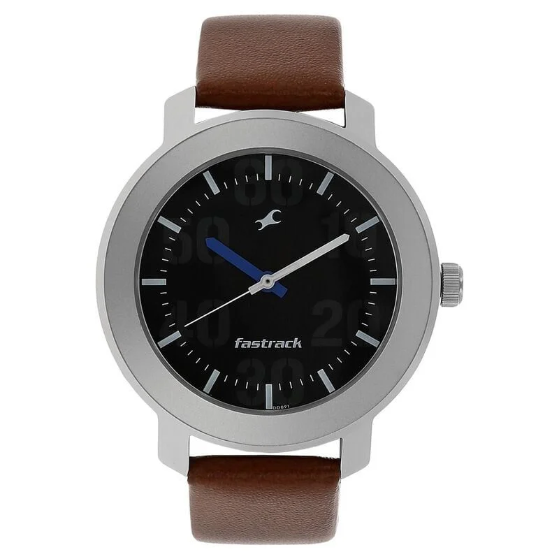 Fastrack Quartz Analog Black Dial Leather Strap Watch for Guys (NR3121SL01)