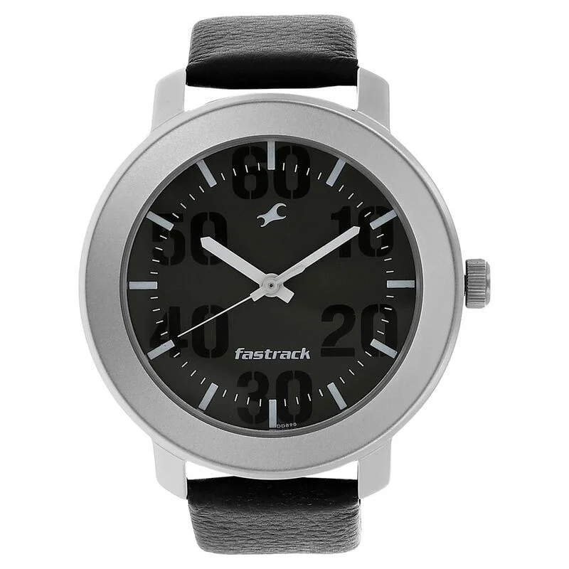 Fastrack Quartz Analog Grey Dial Leather Strap Watch for Guys (NR3121SL02)