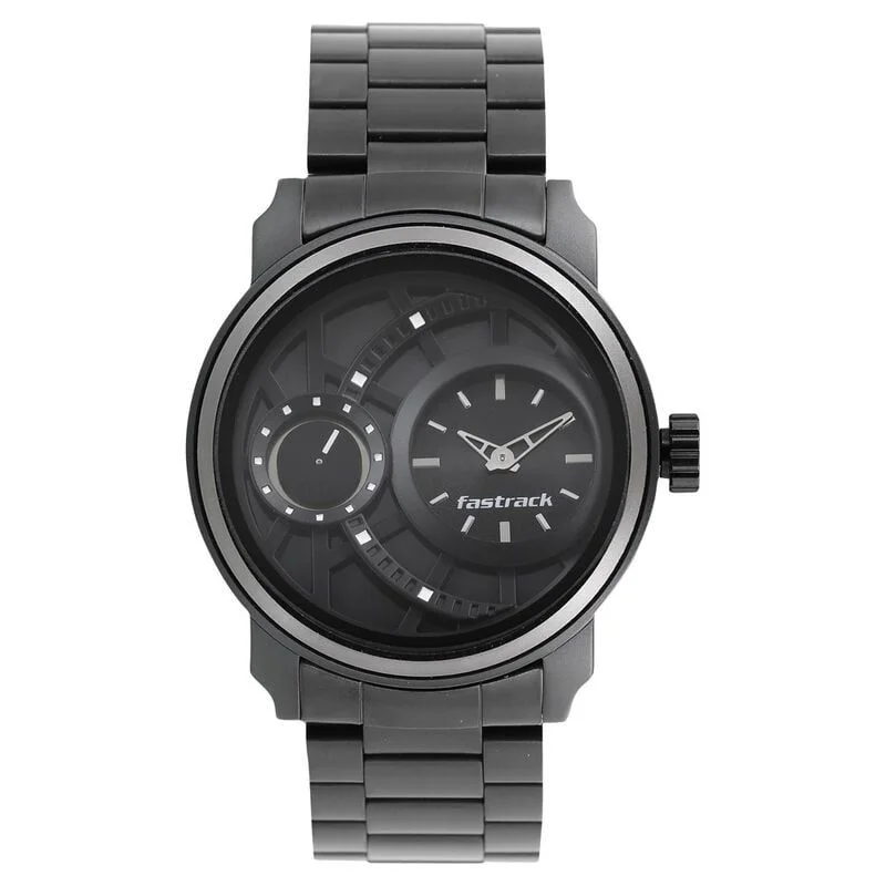 Fastrack Quartz Analog Black Dial Stainless Steel Strap Watch for Guys (NS3147KM01)
