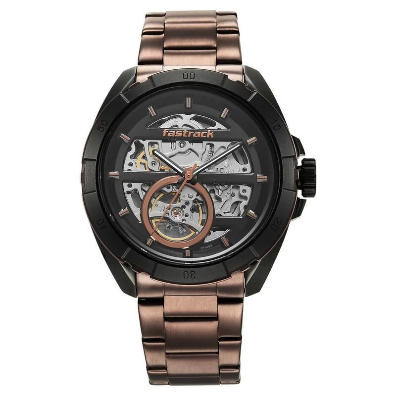 Fastrack Automatics Black Dial Stainless Steel Strap Watch for Guys (NS3297KM01)