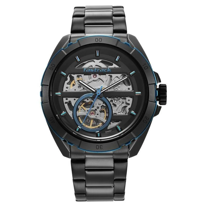 Fastrack Automatics Black Dial Stainless Steel Strap Watch for Guys (NS3297KM02)