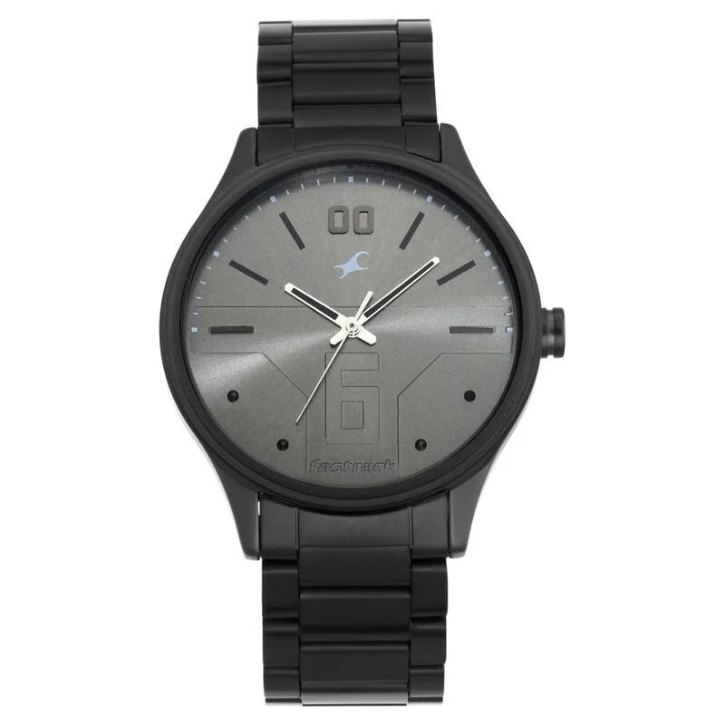Fastrack Bare Basics Quartz Analog Grey Dial Stainless Steel Strap Watch for Guys (NS3247NM02)