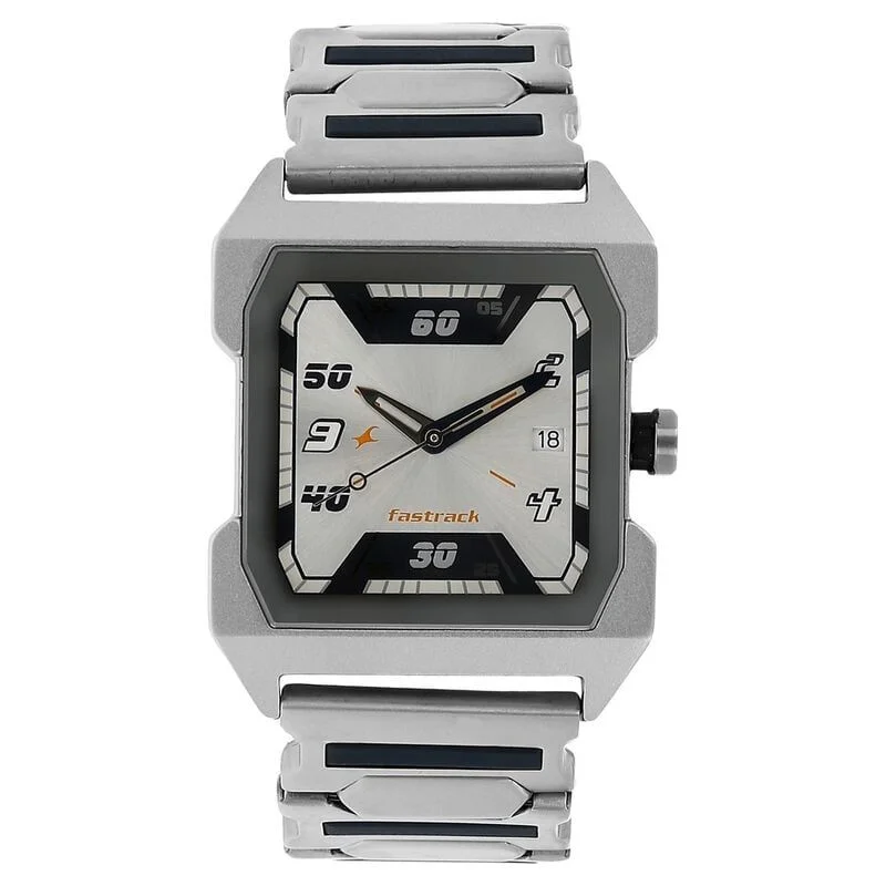 Fastrack Quartz Analog Silver Dial Stainless Steel Strap Watch for Guys (NS1474SM01)