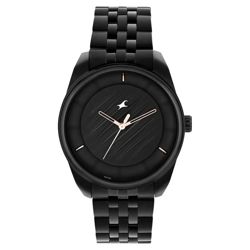 Fastrack Crush Quartz Analog Black Dial Stainless Steel Strap Watch for Guys (3300NM01)