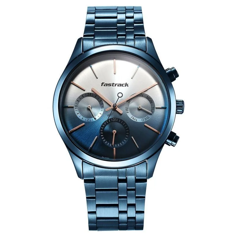 Fastrack Opulence Quartz Multifunction Multicoloured Dial Stainless Steel Strap Watch for Guys (NS3288QM01)