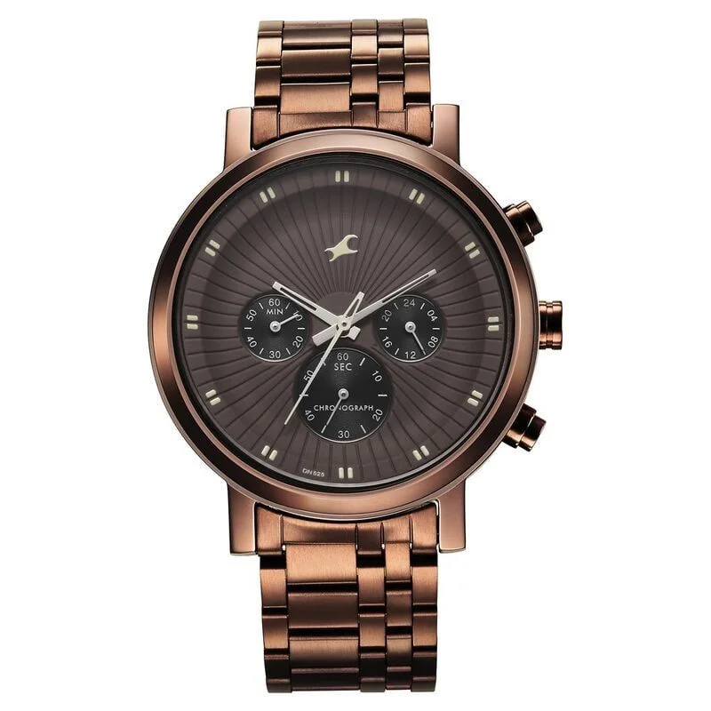 Fastrack Kronos Multifunction Brown Dial Stainless Steel Strap Watch for Guys (NS3287QM04)