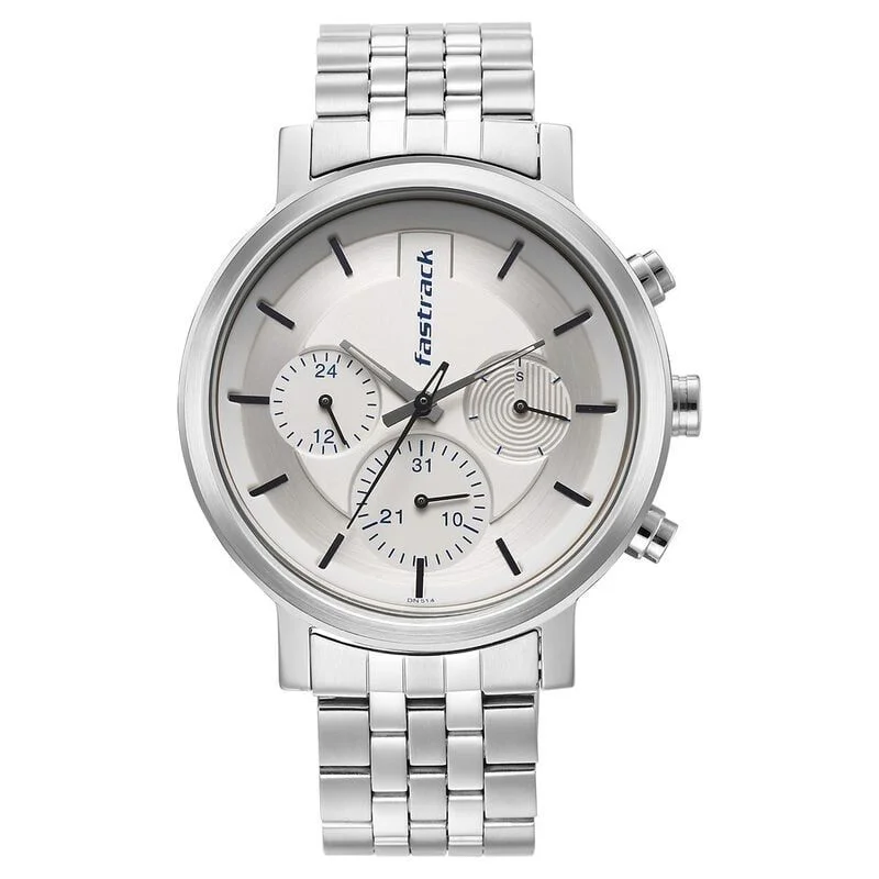 Fastrack Tick Tock White Dial Watch for Guys (NS3287SM01)