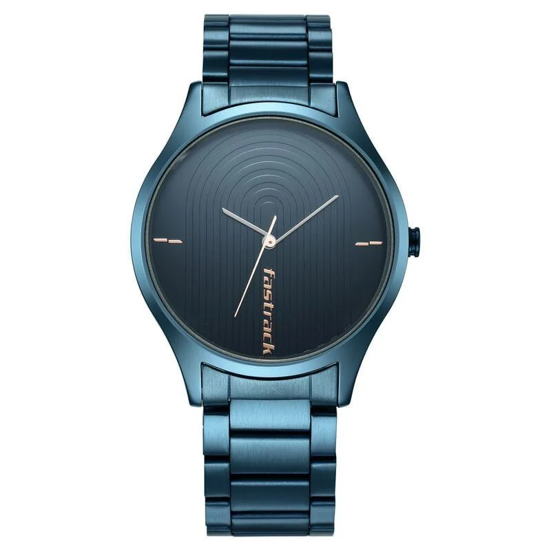 Fastrack Style Up Quartz Analog Blue Dial Stainless Steel Strap Watch for Guys (NS3184QM01)