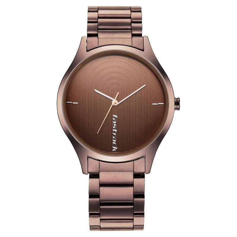 Fastrack Style Up Quartz Analog Brown Dial Stainless Steel Strap Watch for Guys (NS3184QM02)