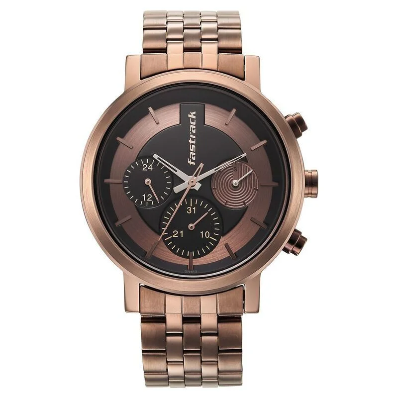 Fastrack Tick Tock Brown Dial Watch for Guys (NS3287QM03)