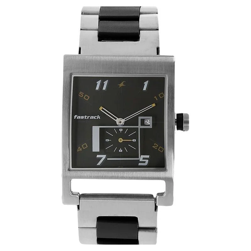 Fastrack Quartz Analog Black Dial Stainless Steel Strap Watch for Guys (NS1478SM01)