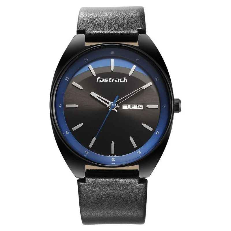 Fastrack Snob X Black Dial Leather Strap Watch for Guys (NS3292NL01)