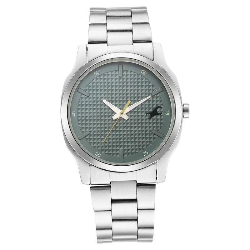 Fastrack Stunners Quartz Analog Green Dial Metal Strap Watch for Guys (NR3255SM02)