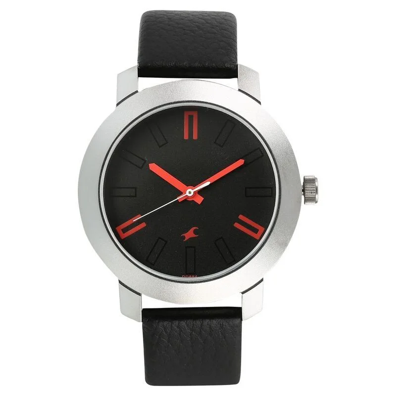 Fastrack Quartz Analog Black Dial Leather Strap Watch for Guys (3120SL02)