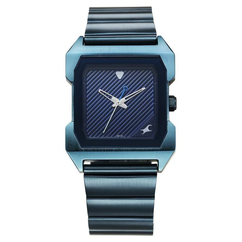 Fastrack Pulse Quartz Analog Blue Dial With Blue Colour Stainless steel Strap Watch for Guys (1474QM01)