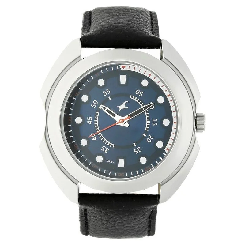 Fastrack Quartz Analog Blue Dial Leather Strap Watch for Guys (NP3117SL04)