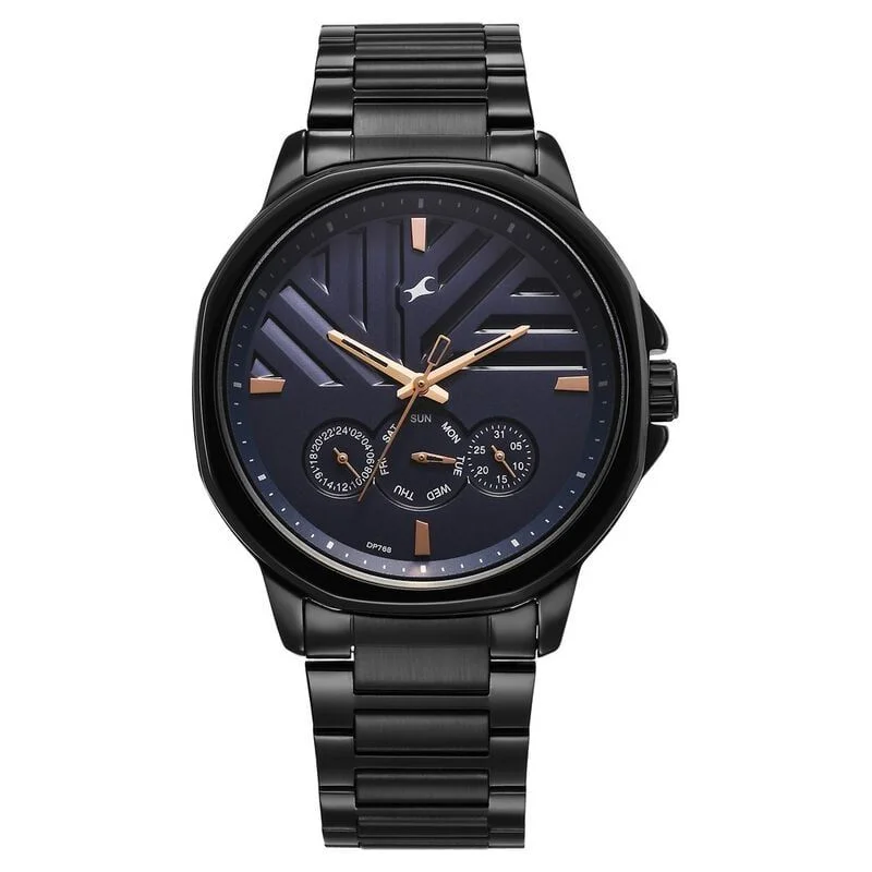 Fastrack Fleek Quartz Multifunction Blue Dial Stainless Steel Strap Watch for Guys (3303NM01)