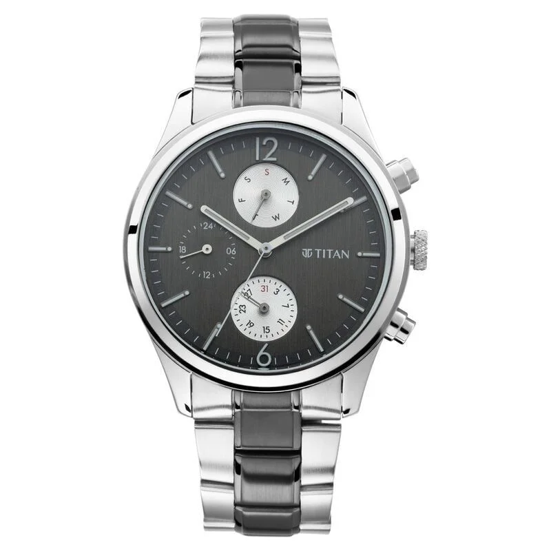 Titan Men's Metropolitan Charm: Men's Multifunctional Anthra Watch with Metallic Accents (NS1805KM02)